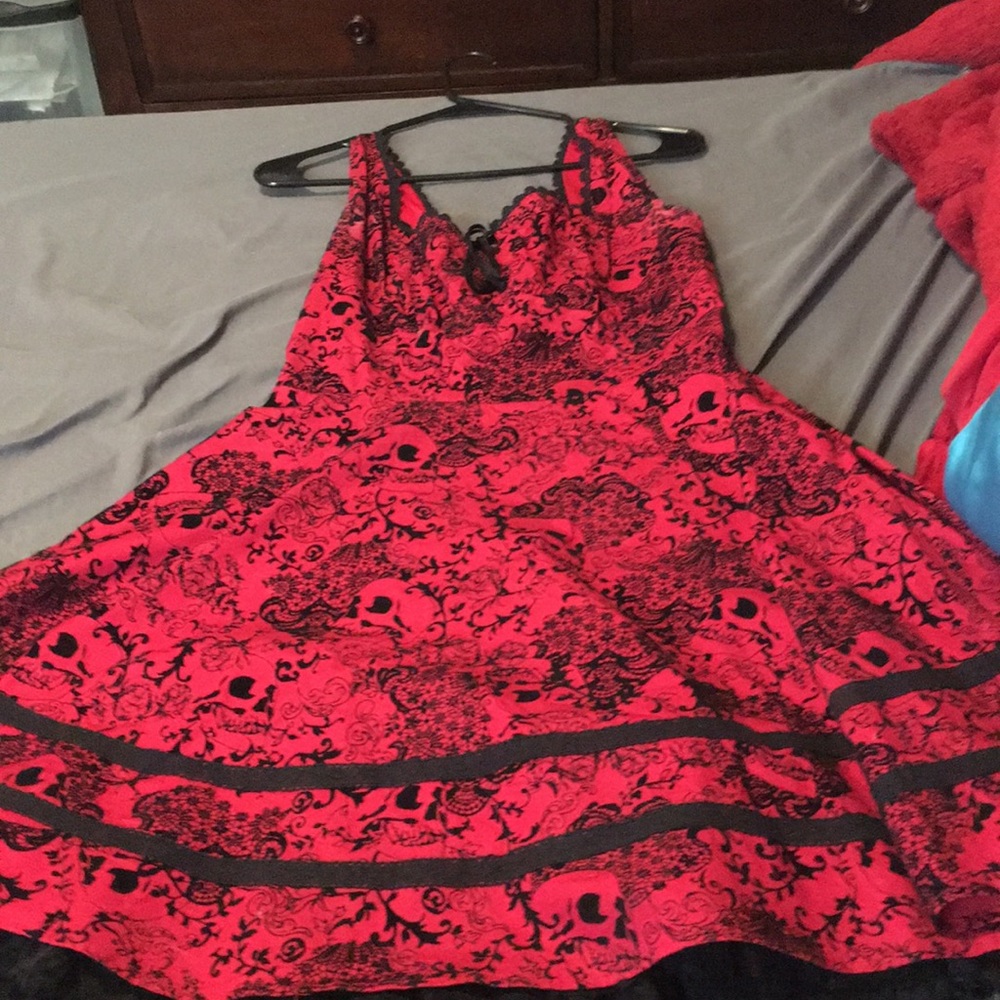 Red and black skull dress